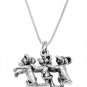 STERLING SILVER THREE BLIND MICE CHARM WITH 16 inch BOX CHAIN NECKLACE