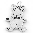STERLING SILVER FLAT EASTER BUNNY/RABBIT CHARM/PENDANT