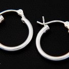 STERLING SILVER POLISHED PLAIN HOOP EARRINGS 16mm X 2mm