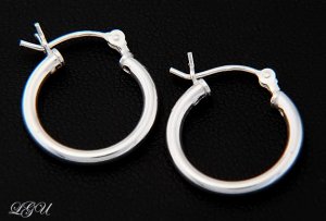 STERLING SILVER POLISHED PLAIN HOOP EARRINGS 16mm X 2mm