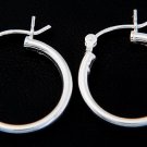 STERLING SILVER POLISHED PLAIN HOOP EARRINGS 18mm X 2mm
