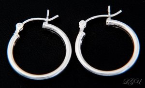 STERLING SILVER POLISHED PLAIN HOOP EARRINGS 18mm X 2mm