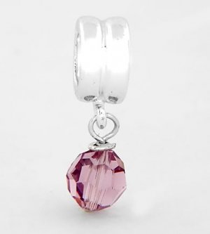 STERLING SILVER DANGLING JUNE BIRTHSTONE EUROPEAN BEAD