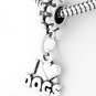 STERLING SILVER DANGLING I LOVE DOGS HEART EUROPEAN BEAD
