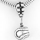 STERLING SILVER DANGLING 3D HEAVY SOFTBALL / BASEBALL EUROPEAN BEAD