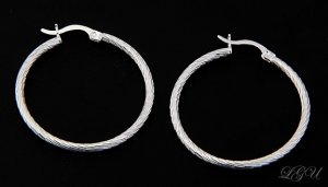 STERLING SILVER POLISHED DC HOOP EARRINGS 30mm X 2mm