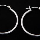 STERLING SILVER POLISHED PLAIN HOOP EARRINGS 30mm X 2mm