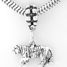 STERLING SILVER DANGLING 3D TIGER EUROPEAN BEAD