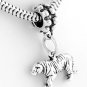 STERLING SILVER DANGLING 3D TIGER EUROPEAN BEAD