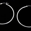STERLING SILVER POLISHED PLAIN HOOP EARRINGS 45mm X 2mm