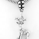 STERLING SILVER DANGLING 3D DEER EUROPEAN BEAD