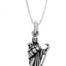 STERLING SILVER SHEPHERD HOLDING SHEEP CHARM WITH 16" BOX CHAIN
