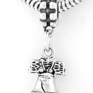 STERLING SILVER DANGLING LIBERTY BELL EUROPEAN BEAD