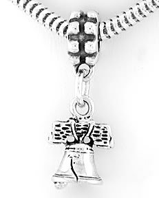 STERLING SILVER DANGLING LIBERTY BELL EUROPEAN BEAD