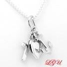 STERLING SILVER CHRISTIAN CROSS HEART ANCHOR FAITH HOPE LOVE WITH 16 INCH BOX CHAIN NECKLACE