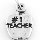STERLING SILVER #1 TEACHER APPLE CHARM/PENDANT
