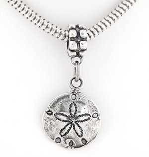 STERLING SILVER DANGLING SAND DOLLAR EUROPEAN BEAD