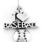 STERLING SILVER 925 I LOVE BASEBALL CHARM/PENDANT