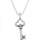 STERLING SILVER ANTIQUE STYLE KEY CHARM WITH 16" BOX CHAIN