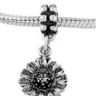 STERLING SILVER DANGLE SUNFLOWER EUROPEAN  BEAD