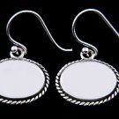 STERLING SILVER OVAL DANGLE EARRINGS