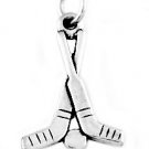 STERLING SILVER HOCKEY GOALIE STICKS AND PUCK CHARM/PENDANT