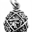 STERLING SILVER EASTER EGG w/RABBIT CHARM/PENDANT