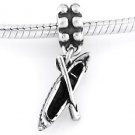 STERLING SILVER DANGLE CANOE WITH OAR EUROPEAN BEAD