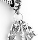 STERLING SILVER NO EVIL MONKEYS EUROPEAN BEAD