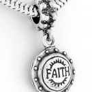 STERLING SILVER FAITH SHIELD EUROPEAN BEAD