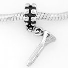 STERLING SILVER DANGLE GOLF TEE EUROPEAN BEAD