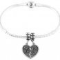 SILVER DANGLE BIG SIS LIL SIS HEART EUROPEAN  BEAD