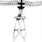 STERLING SILVER DANGLE MEDICAL CRUTCHES EUROPEAN BEAD