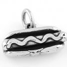 STERLING SILVER 3D HOT DOG CHARM/PENDANT