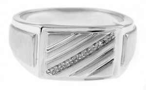 STERLING SILVER POLISHED MEN'S DIAMOND WEDDING / FASHION RING