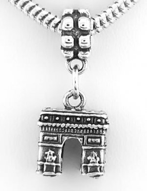 STERLING SILVER DANGLING ARC D'TRIOMPHE, PARIS EUROPEAN BEAD