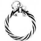 STERLING SILVER CHRISTMAS WREATH W/ BOW CHARM/PENDANT