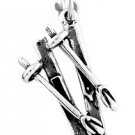 STERLING SILVER SNOW SKI POLES & SKIES CHARM/PENDANT