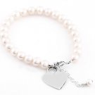 STERLING SILVER FRESHWATER PEARL BRACELET W/ HEART 5" FOR INFANT