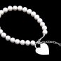 STERLING SILVER FRESHWATER PEARL BRACELET W/ HEART 5" FOR INFANT
