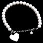 STERLING SILVER FRESHWATER PEARL BRACELET W/ HEART 5" FOR INFANT