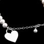 STERLING SILVER FRESHWATER PEARL BRACELET W/ HEART 5" FOR INFANT