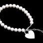 STERLING SILVER FRESHWATER PEARL BRACELET W/ HEART 5" FOR INFANT