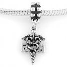 STERLING SILVER DANGLE RN REGISTERED NURSE MEDICAL EUROPEAN BEAD