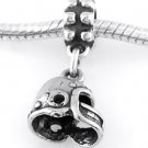 STERLING SILVER DANGLE 3D FOOTBALL HELMET EUROPEAN BEAD