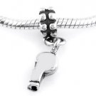 STERLING SILVER DANGLING COACH'S WHISTLE EUROPEAN BEAD