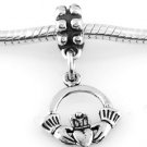 STERLING SILVER DANGLE IRISH CLADDAGH RING EUROPEAN BEAD