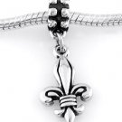 STERLING SILVER DANGLING FLEUR DE LIS EUROPEAN BEAD