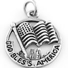 STERLING SILVER GOD BLESS AMERICA CHARM/PENDANT