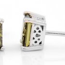 STERLING SILVER AUGUST BIRTHSTONE PRINCESS CUT 5MM STUD EARRINGS